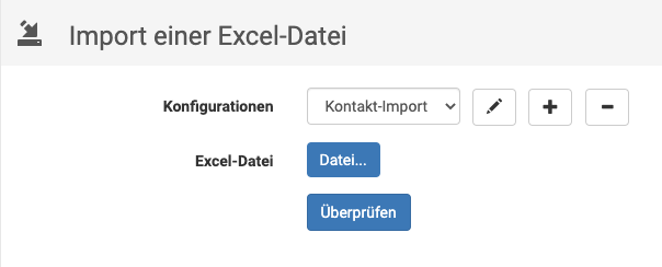 Data import: Select configuration
