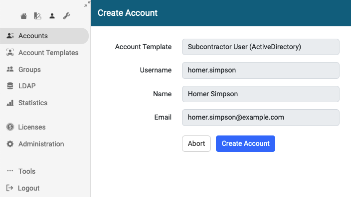 create account bound to LDAP entry